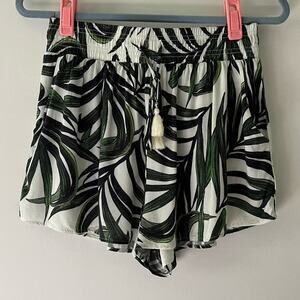 Show Me Your MuMu Serena Smocked Tassel Shorts Green White Palm sz Medium